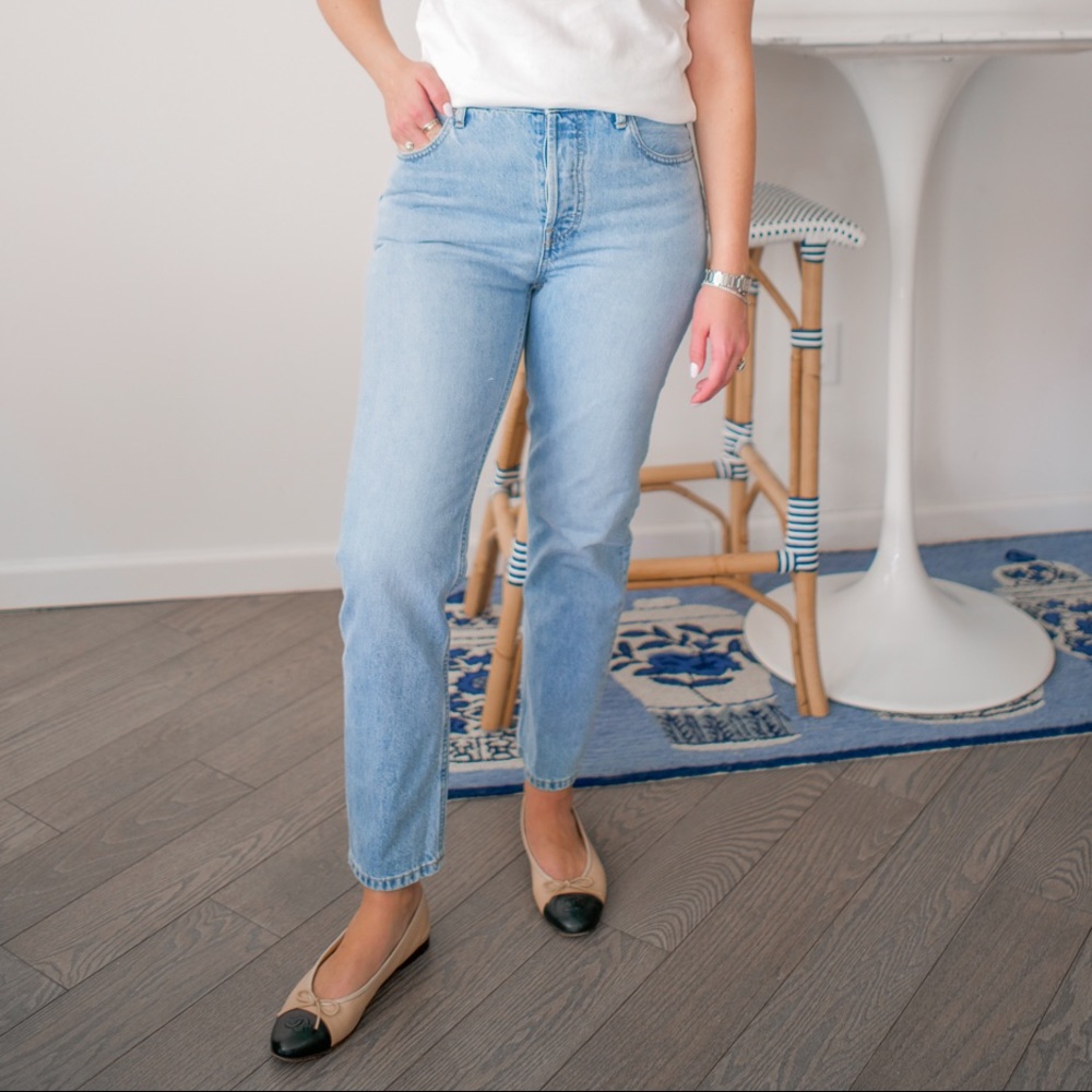 Everlane 90s Cheeky Straight Jean size 31 Ankle mom sunbleached light wash denim